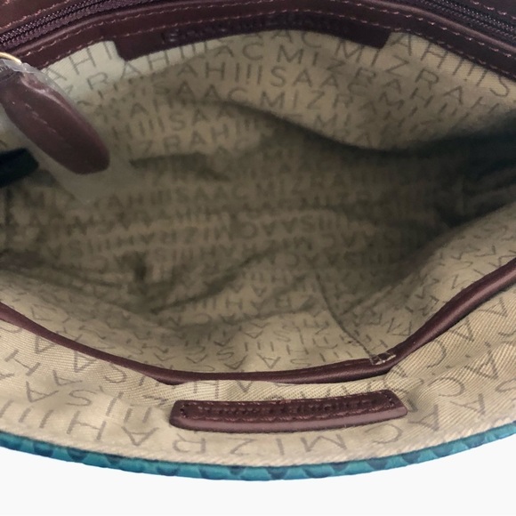 Isaac Mizrahi Teal Textured Genuine Leather Crossbody, NWOT - Picture 13 of 14